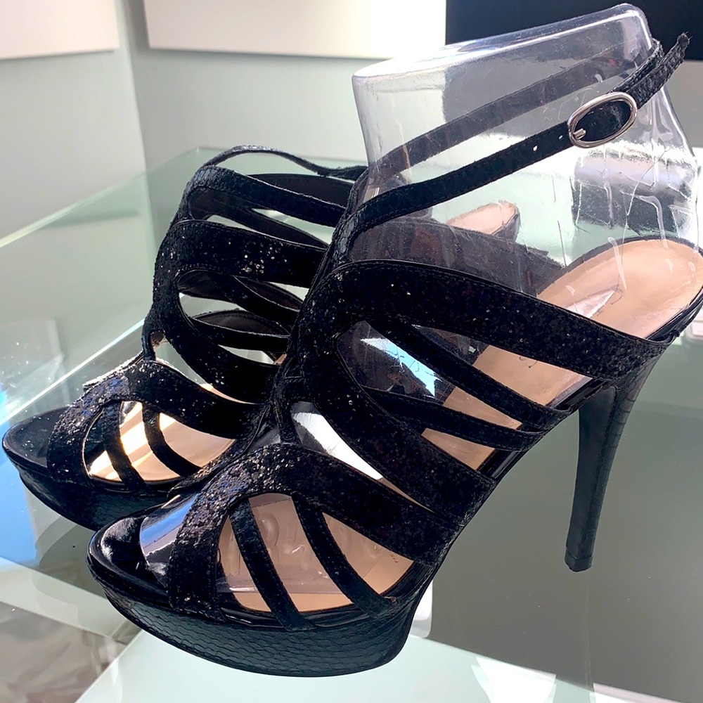 GUESS Black glitter heels